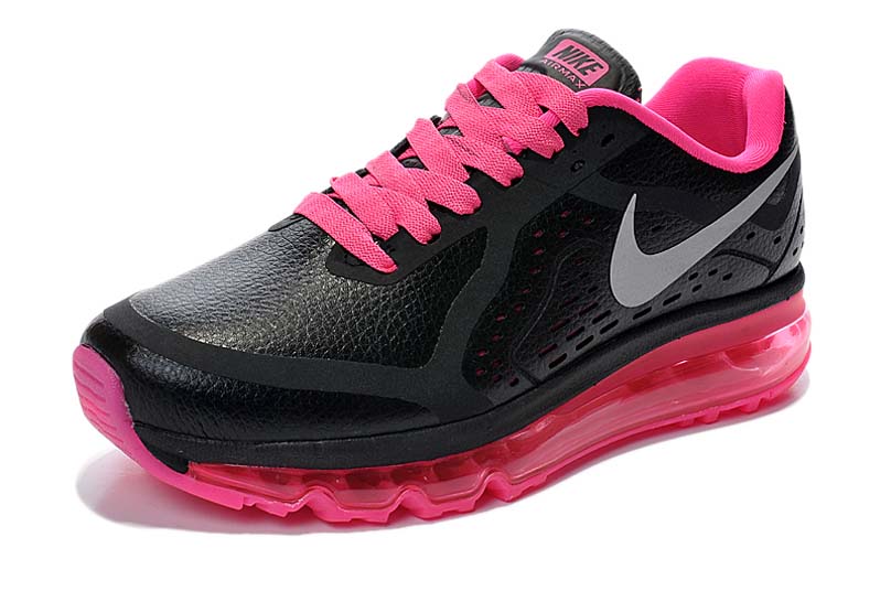 nike air max 2014 cuir chaussure de course femmes noir rose (4)